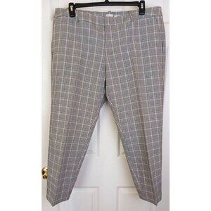 A New Day Pants Womens Sz 18 Gray Plaid Ankle Cropped Stretch Career #L29